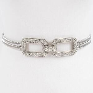 Rhinestone Metal Stretch Belt – Silver